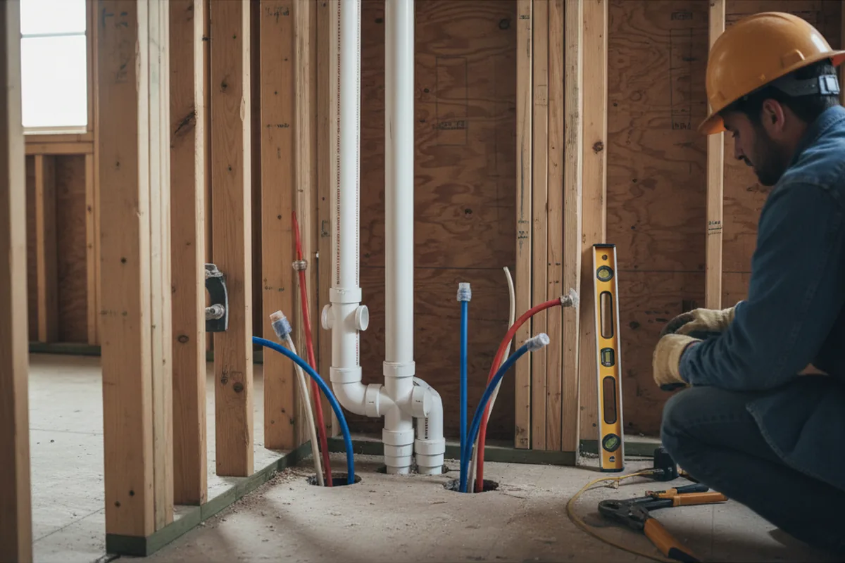 Drain and supply rough-in during Drain Cleaning in Elkins Park