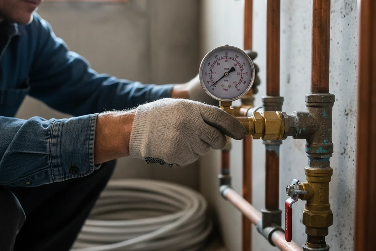 Pressure testing a repaired line during Water Line Repair in Elkins Park
